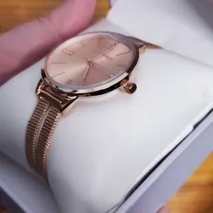 NEW! Laura Ashley Split Mesh Band Sunray Dial Watch Rose-Tone NIB Laura Ashley Rose Gold Split Mesh Band Sunray Dial Watch  main image 4